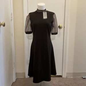 MIM'S CREAZIONI  Chocolate Leopard Sleeves Cocktail Party Dress Italy Sz M NWT